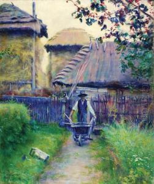 Ogrodnik [ogrodnik Z Taczka] Oil Painting by Wladyslaw Podkowinski