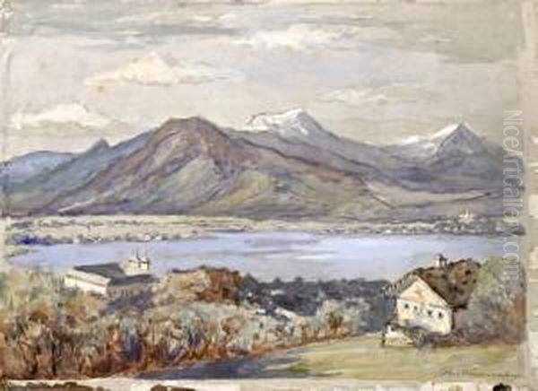 Sommerliche Tegernseeansicht Oil Painting by Rudolf Poeschmann