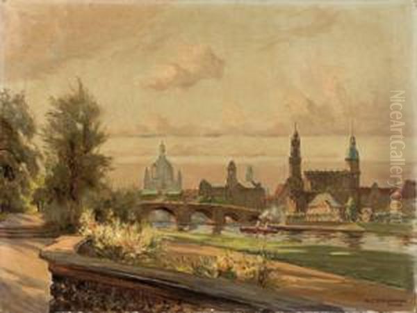 Dresden - Palaisgarten Oil Painting by Rudolf Poeschmann