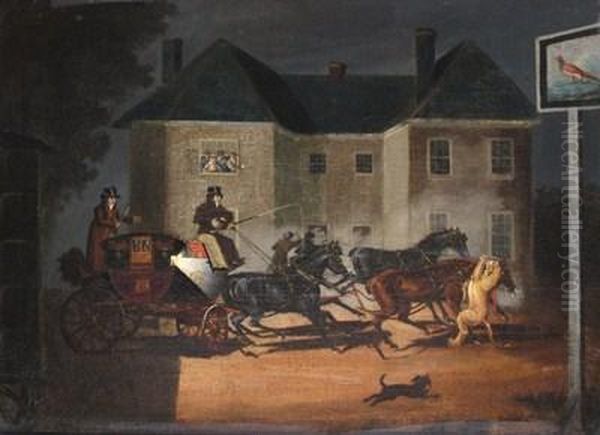 The Lioness Attacking The Horse Of The Exeter Mail Coach, Near Salisbury Oil Painting by James Pollard