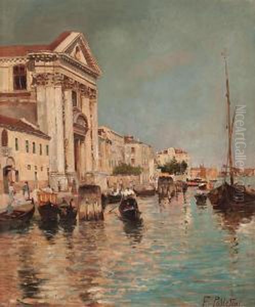 Canal De Venecia Oil Painting by F. Polletini