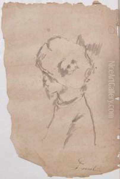 Untitled - Woman In Hat Oil Painting by Fidelio Ponce De Leon