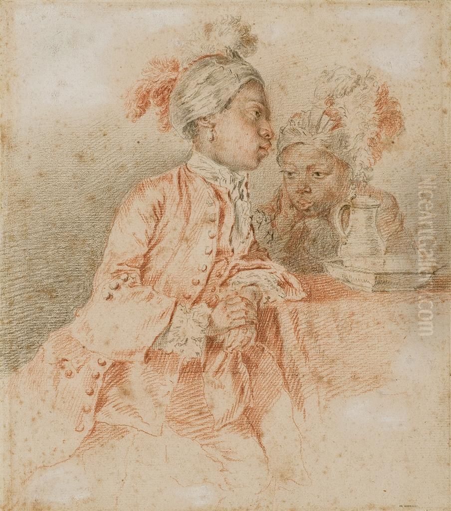 Deux Pages Noirs Oil Painting by Jacques-Andre Portail