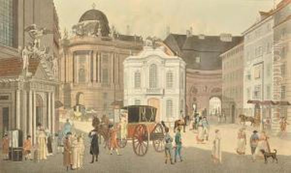 Michaelerplatz In Vienna Oil Painting by Karel Postl