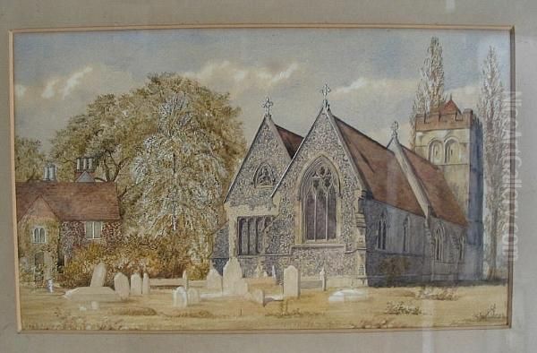 Bisham Church And Vicarage Oil Painting by Thomas Harcourt Powell