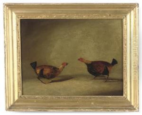 Cock Fighting Oil Painting by Hilton L. Jnr. Pratt
