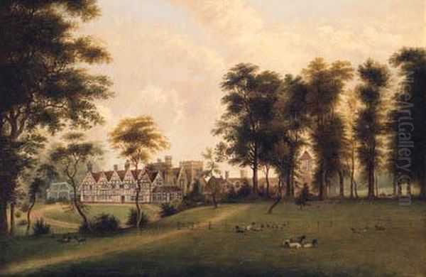 A Country House In A Wooded Landscape Oil Painting by Hilton L. Jnr. Pratt