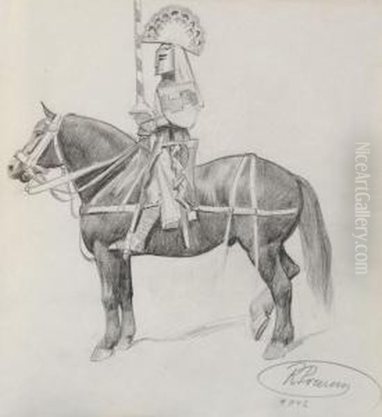 Rycerz Ciezkozbrojny Na Koniu Oil Painting by Ryszard Prauss
