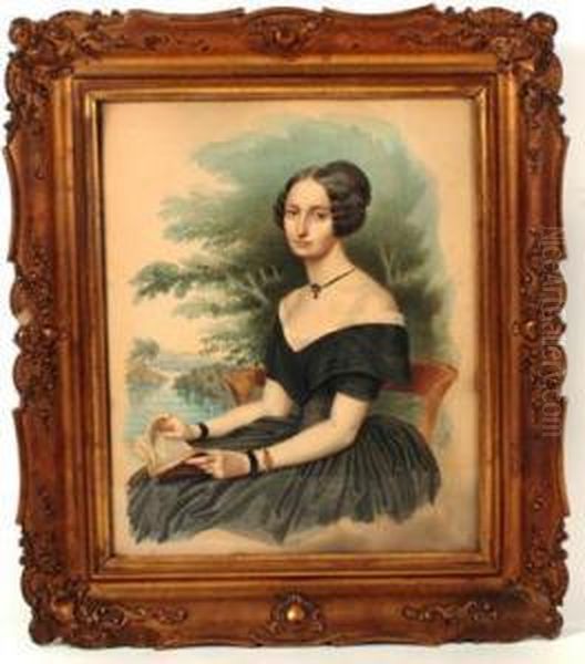 Damenportrat Oil Painting by Ignaz Preisegger