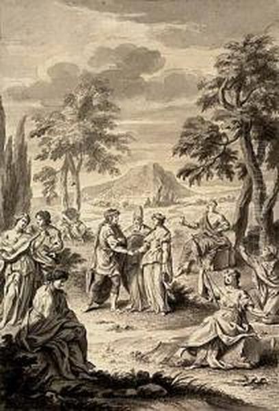 Allegory Of Matrimony<</b&gt Oil Painting by Johann Daniel Preisler