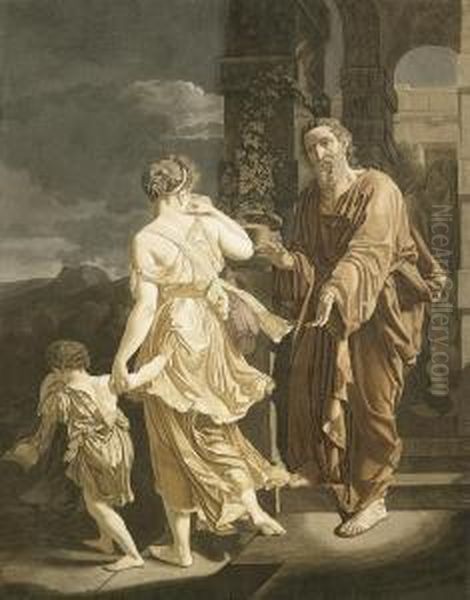 Die Verstosung Der Hagar Oil Painting by Johann E. Gottlieb Prestel