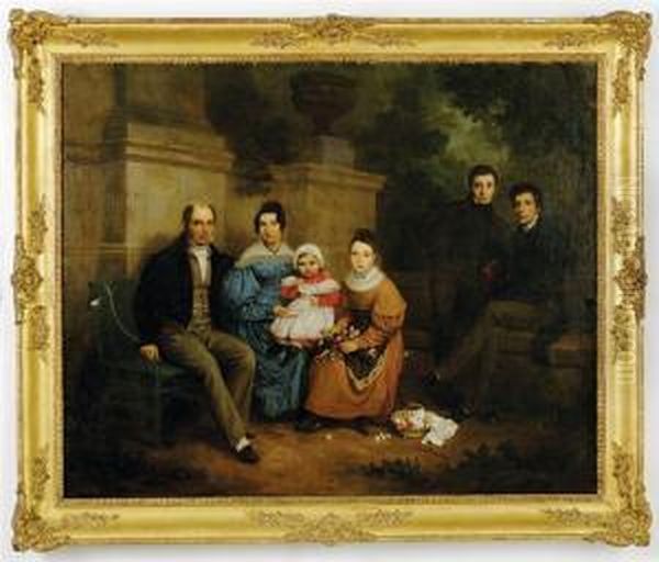 Family Portrait Oil Painting by Johann E. Gottlieb Prestel