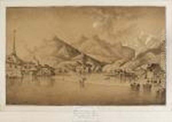 Paesaggio Lacustre Svizzero Oil Painting by Johann E. Gottlieb Prestel