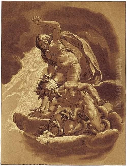 Die Wahrheit Besiegt Den Neid Oil Painting by Johann E. Gottlieb Prestel