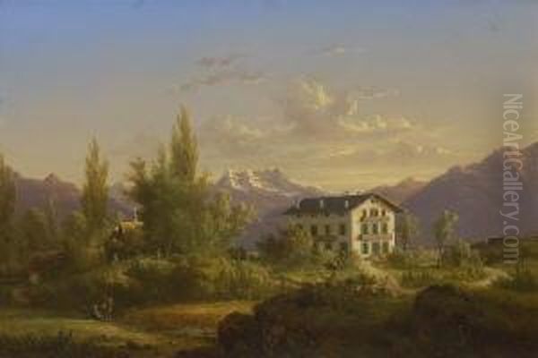 Schweizer Gebirgslandschaft Oil Painting by Nicolas Louis A. Prevost