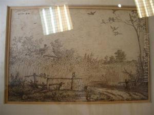 Paysage Aux Oiseaux Oil Painting by Johann Wilhelm Preyer