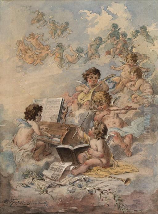 Allegory Of Music Oil Painting by Hilarion Mikhailov. Prianishnikov