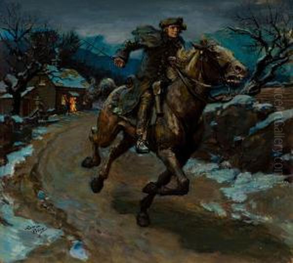 Paul Revere And The Minute Men Book Cover Oil Painting by Norman Mills Price