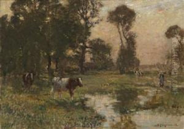 Pasture Scenery Oil Painting by Bertram Walter Priestman