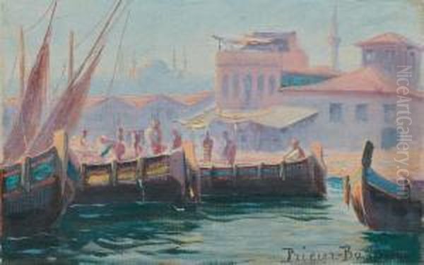 Port Oriental Oil Painting by Francois Leon Prieur-Bardin