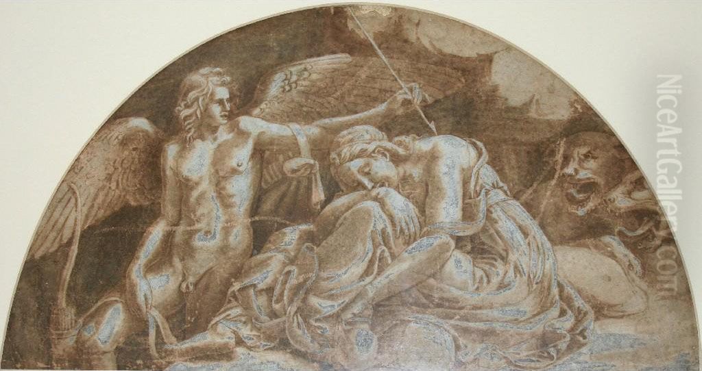 Cupid And Psyche Oil Painting by Francesco Primaticcio