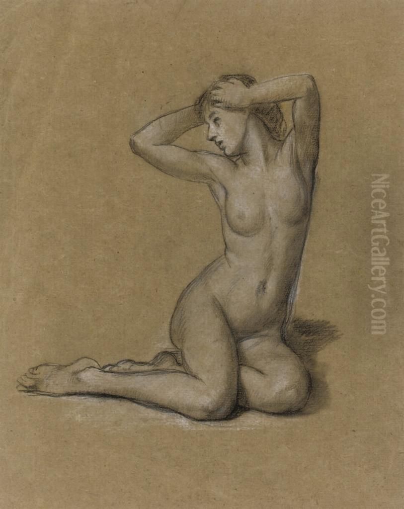 Studies For 'the First Awakening Of Eve' Recto And Verso (illustrated); And Study For 'echo' Oil Painting by Valentine Cameron Prinsep