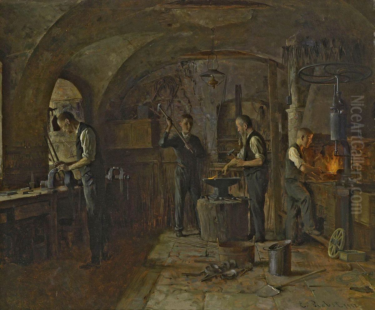 In Der Schmiede Oil Painting by Georg Balthasar Probst