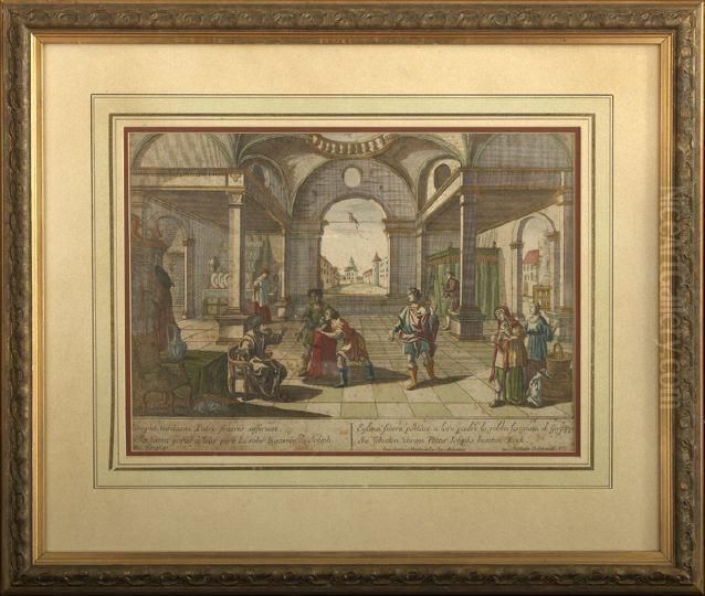 Joseph's Brothers Presenting His Coat Of Many Colors To Their Father Oil Painting by Georg Balthasar Probst