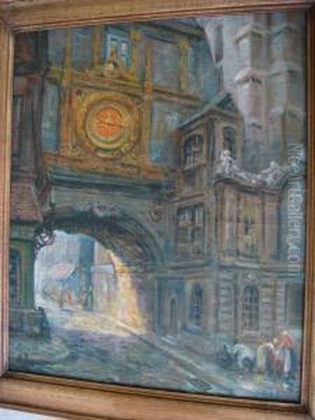 La Grande Horloge A Rouen Oil Painting by Maurice Proust