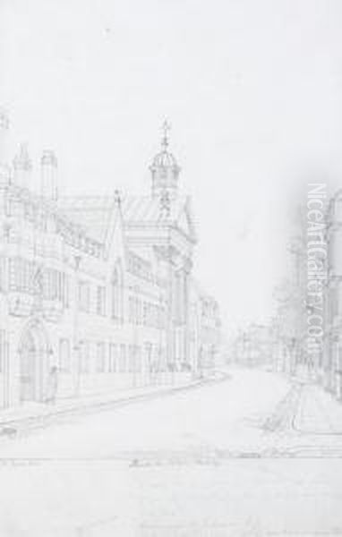 Pembroke College, Cambridge Oil Painting by Augustus Charles Pugin