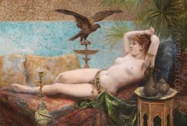 La Belle Odalisque Oil Painting by Clement Pujol de Gustavino
