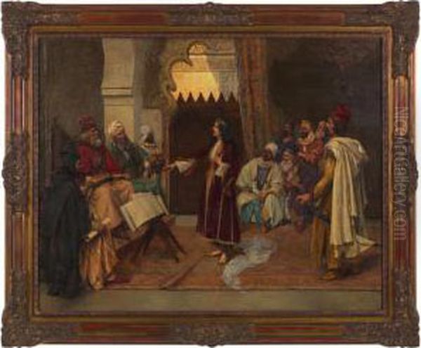 Pleading Her Case Oil Painting by Clement Pujol de Gustavino