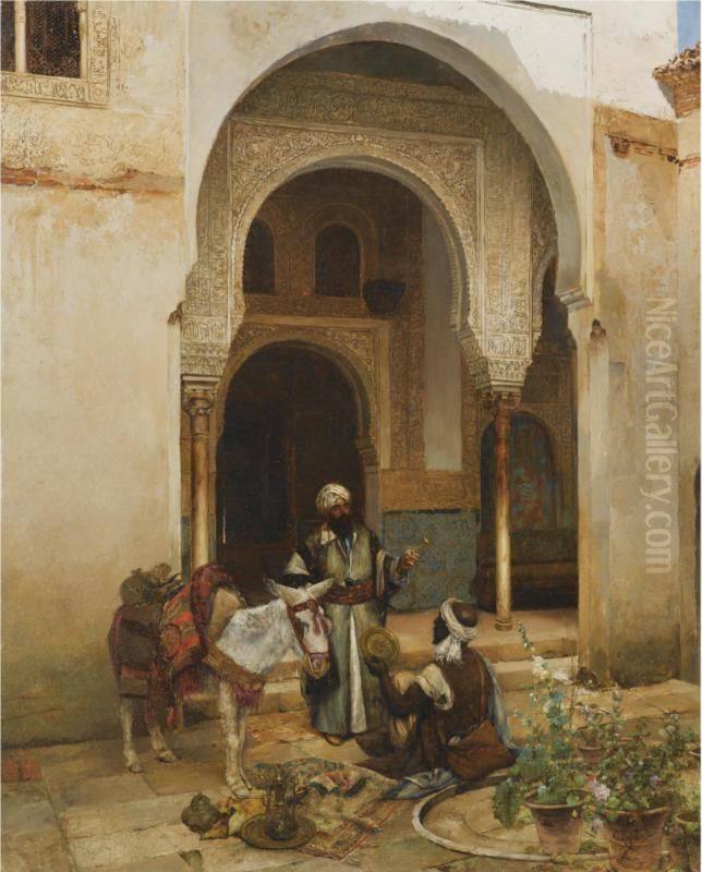 An Arab Merchant Oil Painting by Clement Pujol de Gustavino