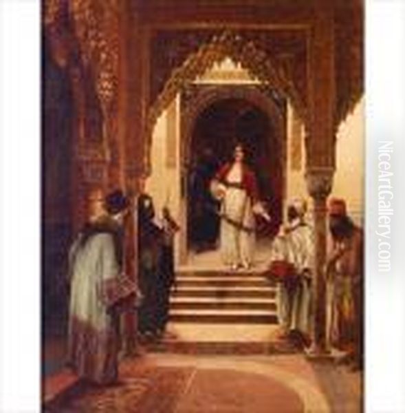 Interieur De Palais En Orient Oil Painting by Clement Pujol de Gustavino