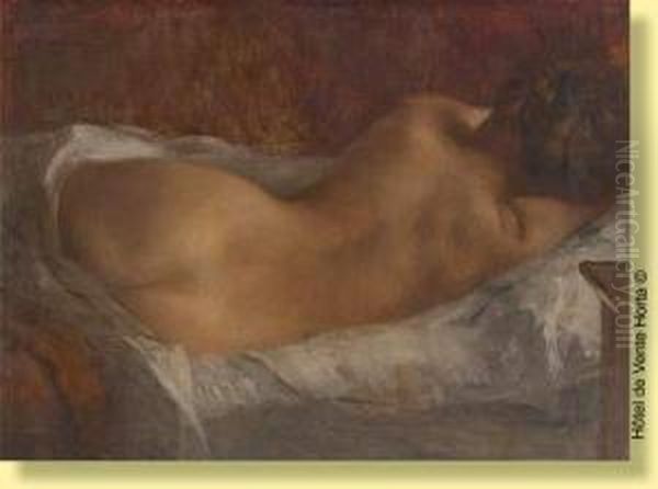 Nu Couche De Dos.
 Signee: Marg. Putsage Oil Painting by Marguerite Putsage