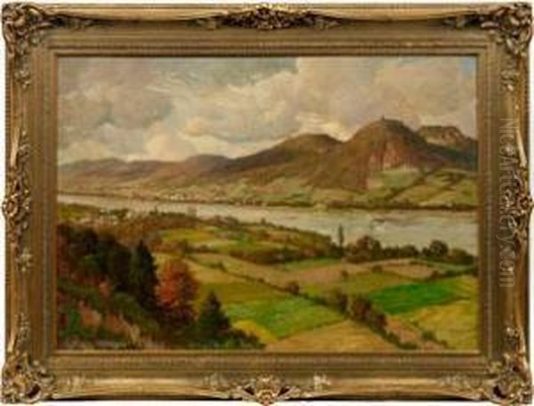 Rheinlandschaft Mit Drachenfels Bei Konigswinter Oil Painting by Paul Putzhofen-Hambuchen