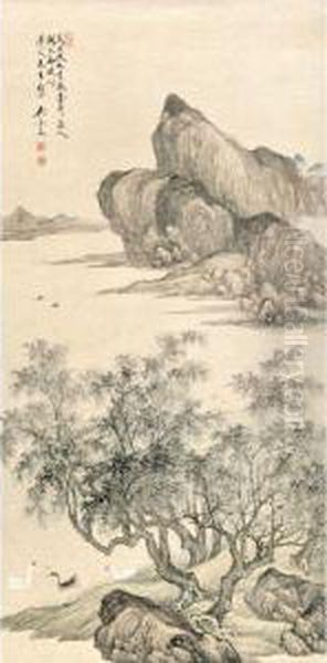 Spring Lake Oil Painting by Wu Qinmu