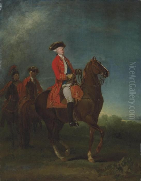 Equestrian Portrait Of A Gentleman Traditionally Identified As King George Iii Oil Painting by Martin Ferdinand Quadal