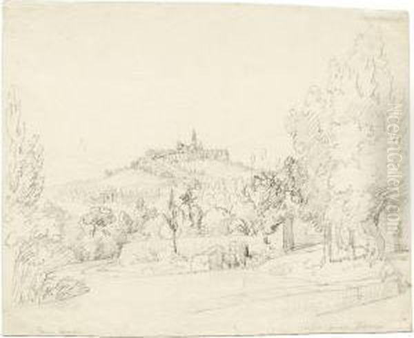 Ansicht Von Fiesole Bei Florenz Oil Painting by Domenico II Quaglio