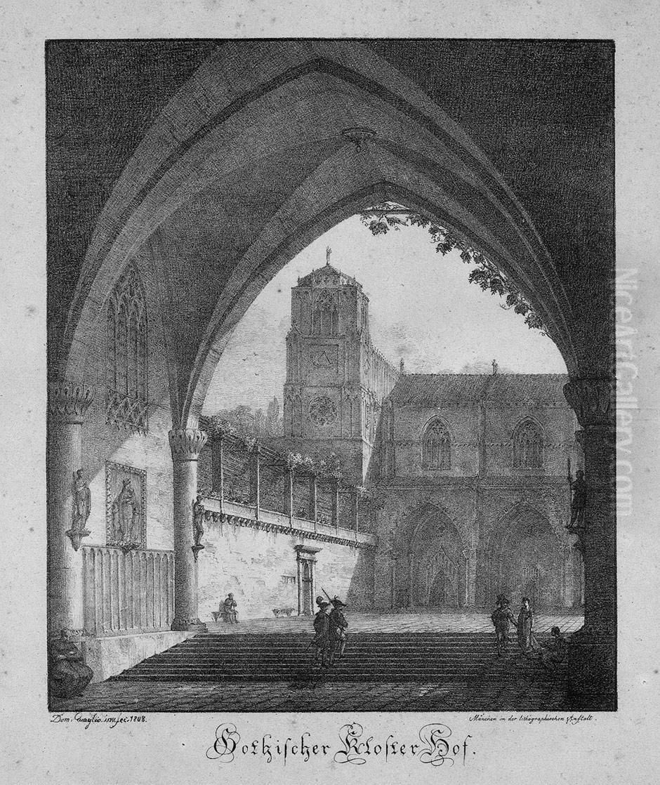 Gotischer Klosterhof Oil Painting by Domenico II Quaglio