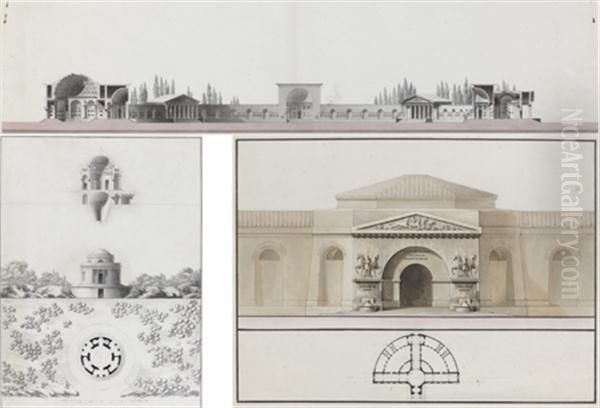 Projets D'elevations De Batiments Oil Painting by Giacomo Quarenghi