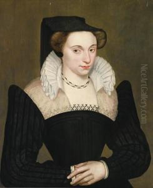 Portrait De Femme A La Robe Noire Oil Painting by Francois, the Elder Quesnel