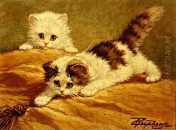 Twee Spelende Katjes Oil Painting by Cornelis Raaphorst
