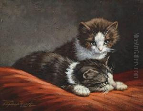 Twee Poesjes Oil Painting by Cornelis Raaphorst