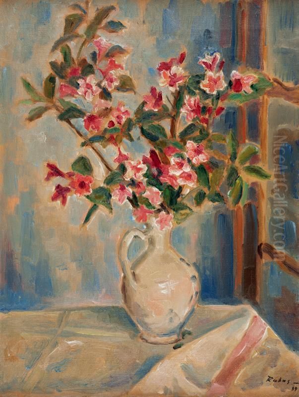 Zatisi S Kytici Oil Painting by Vaclav Rabas