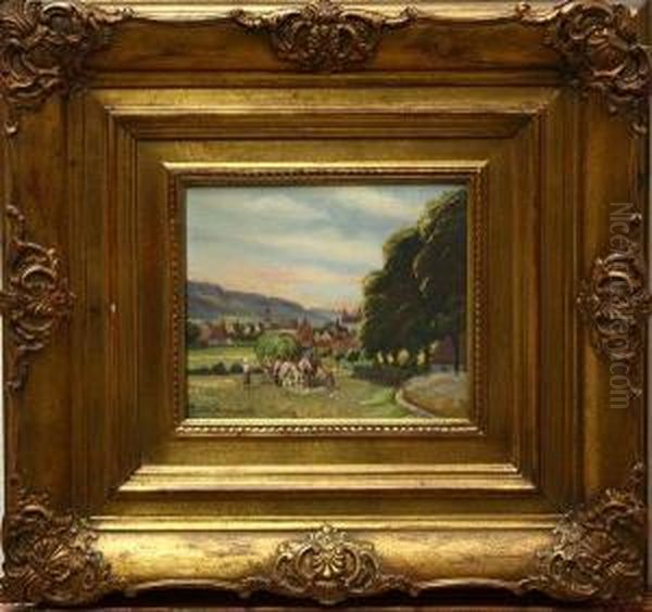 Farmers Gathering Oil Painting by Paul Racknitz-Gotz