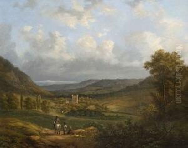 Flusslandschaft Mit Reiter Oil Painting by Hermanus Everhardus Rademaker