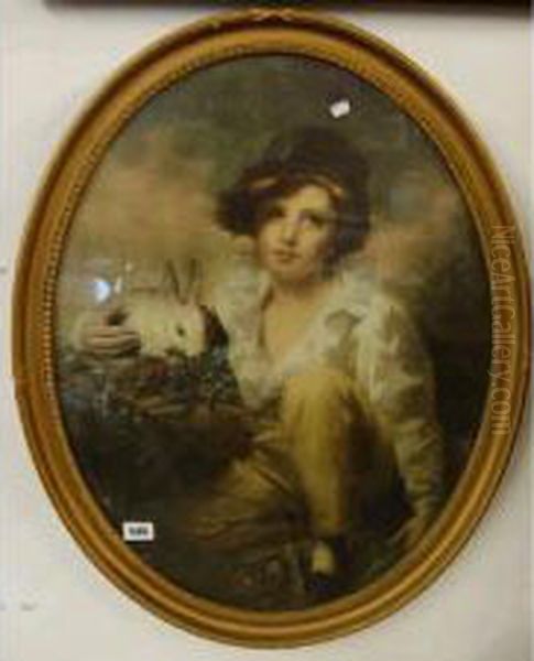 Boy With Rabbit Oil Painting by Agnes Raeburn