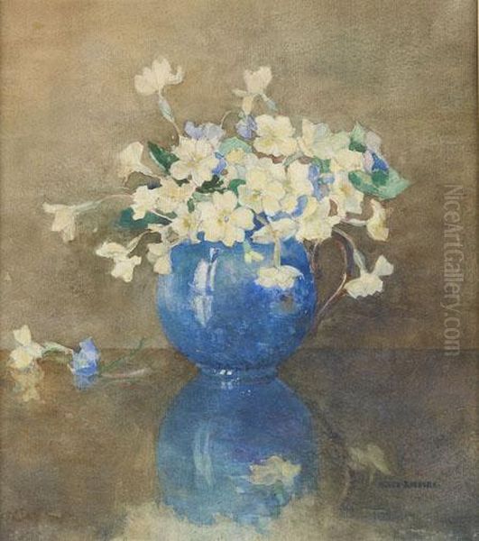 A Still Life Of Primroses Oil Painting by Agnes Raeburn