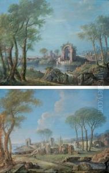 A Capriccio Of A Mediterranean Coastal Inlet With Figures Amongst Ruins; And A Capriccio Of A Mediterranean Coast With Ruins And Figures On A Path


Lot Title Oil Painting by Maria Luigia Raggi